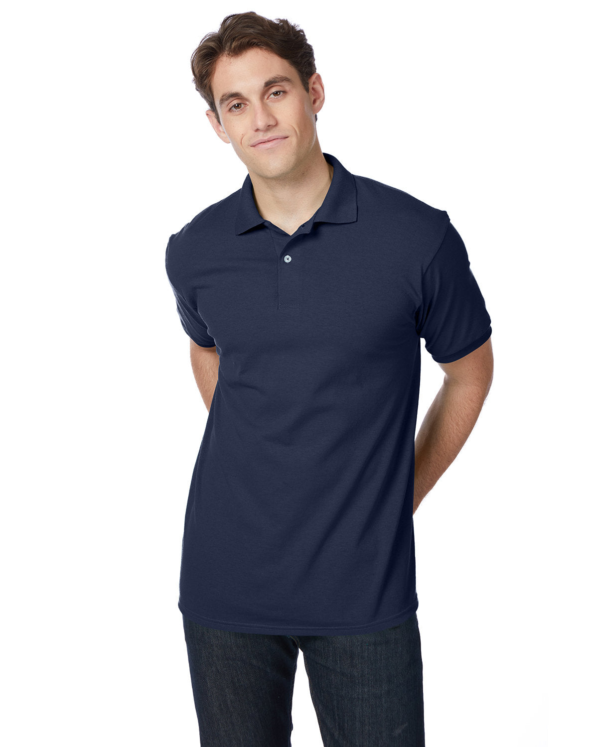 Hanes Adult EcoSmart® Jersey Knit Polo 054 NAVY