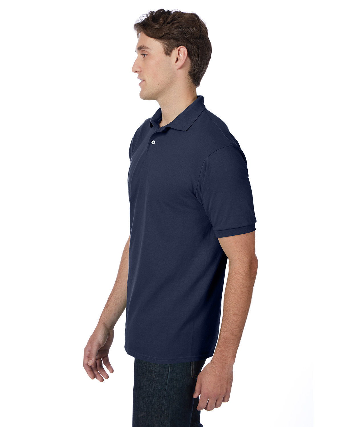 Hanes Adult EcoSmart® Jersey Knit Polo 054 NAVY