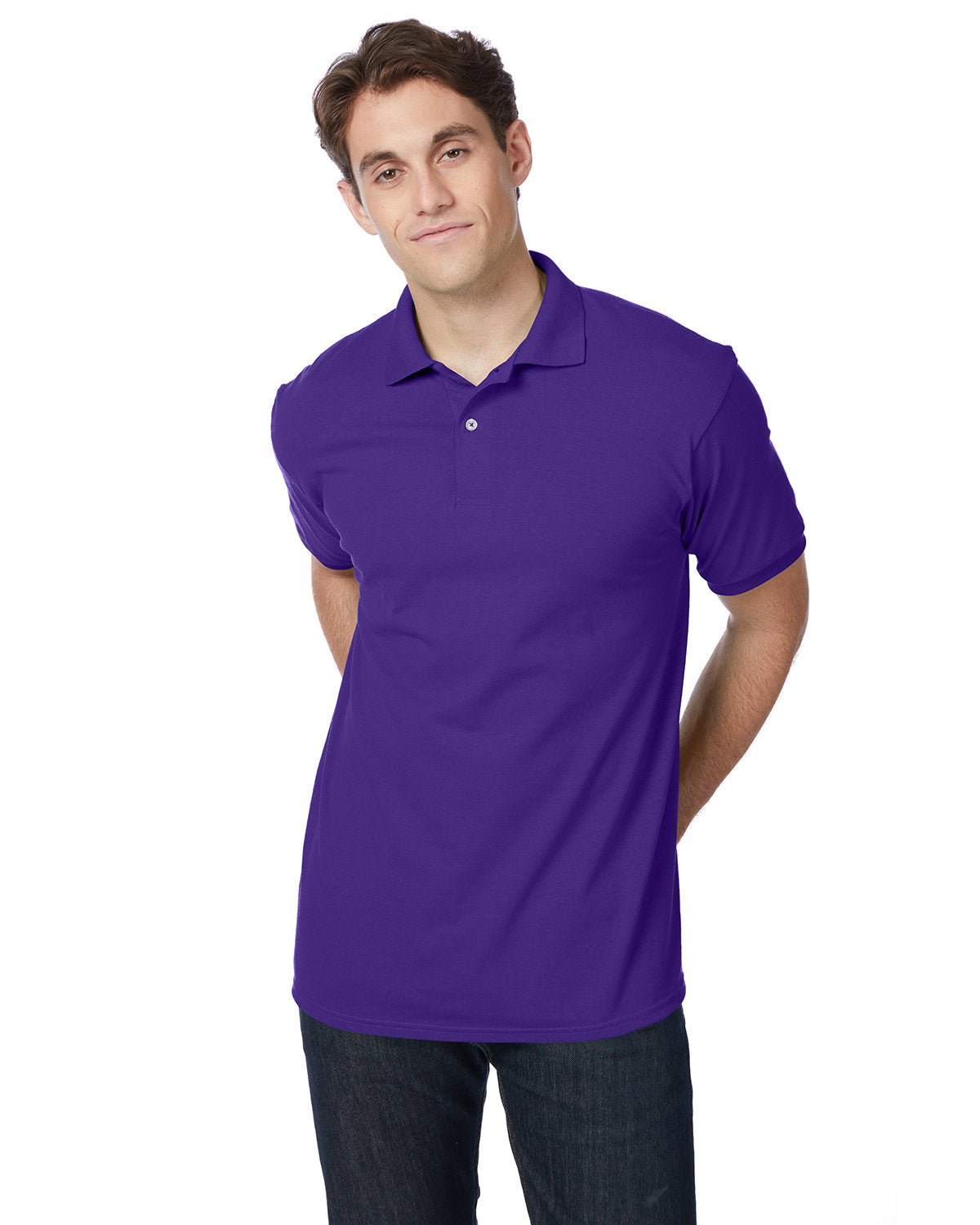 Hanes Adult EcoSmart® Jersey Knit Polo 054 PURPLE