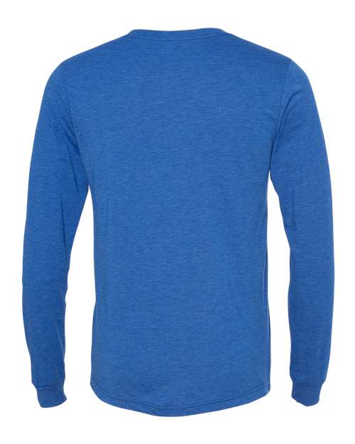 BELLA + CANVAS Triblend Long Sleeve Tee 3513 Solid White Triblend Custom Embroidered Business Logo