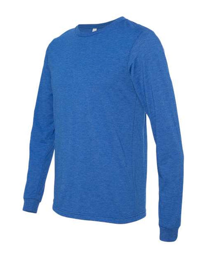 BELLA + CANVAS Triblend Long Sleeve Tee 3513 True Royal Triblend Custom Embroidered Business Logo