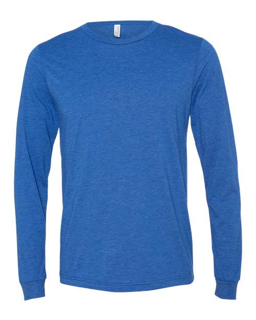 BELLA + CANVAS Triblend Long Sleeve Tee 3513 True Royal Triblend Custom Embroidered Business Logo