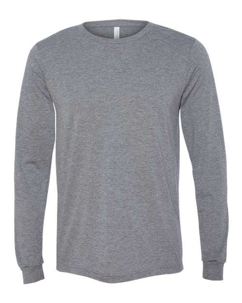 BELLA + CANVAS Triblend Long Sleeve Tee 3513 Grey Triblend Custom Embroidered Business Logo