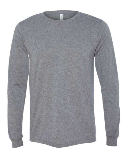 BELLA + CANVAS Triblend Long Sleeve Tee 3513 Emerald Triblend Custom Embroidered Business Logo