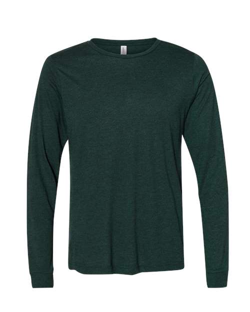 BELLA + CANVAS Triblend Long Sleeve Tee 3513 Emerald Triblend Custom Embroidered Business Logo