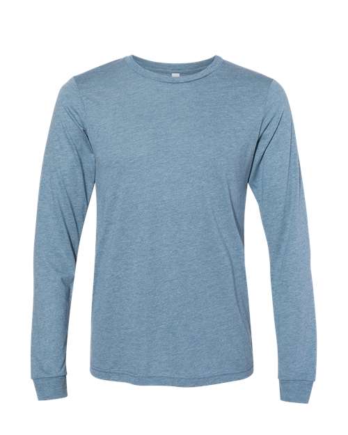 BELLA + CANVAS Triblend Long Sleeve Tee 3513 Denim Triblend Custom Embroidered Business Logo
