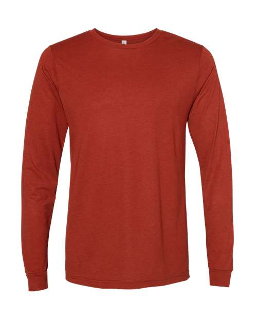 BELLA + CANVAS Triblend Long Sleeve Tee 3513 Brick Triblend Custom Embroidered Business Logo