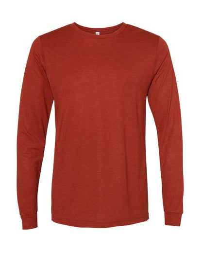 BELLA + CANVAS Triblend Long Sleeve Tee 3513 Blue Triblend Custom Embroidered Business Logo