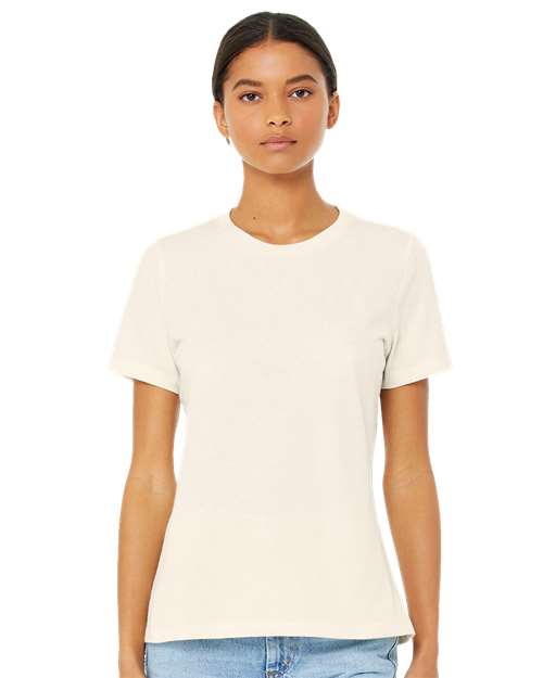 Custom Embroidered  BELLA + CANVAS Women’s Relaxed Fit Heather CVC Tee 6400CVC Heather Natural