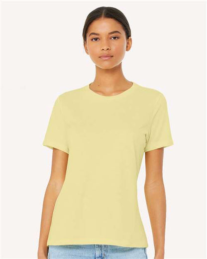 Custom Embroidered  BELLA + CANVAS Women’s Relaxed Fit Heather CVC Tee 6400CVC Heather French Vanilla