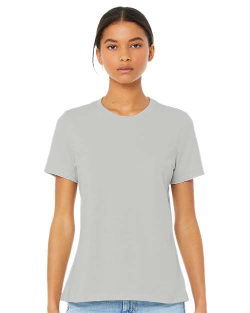 Custom Embroidered  BELLA + CANVAS Women’s Relaxed Fit Heather CVC Tee 6400CVC Heather Silver