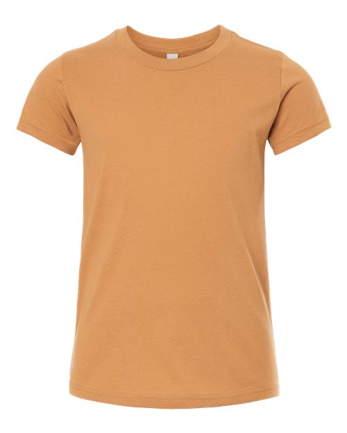 BELLA + CANVAS Youth Jersey Tee 3001Y Toast Custom Embroidered Business Logo