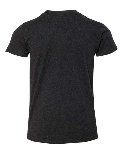 BELLA + CANVAS Youth CVC Jersey Tee 3001YCVC Black Heather Custom Embroidered Business Logo