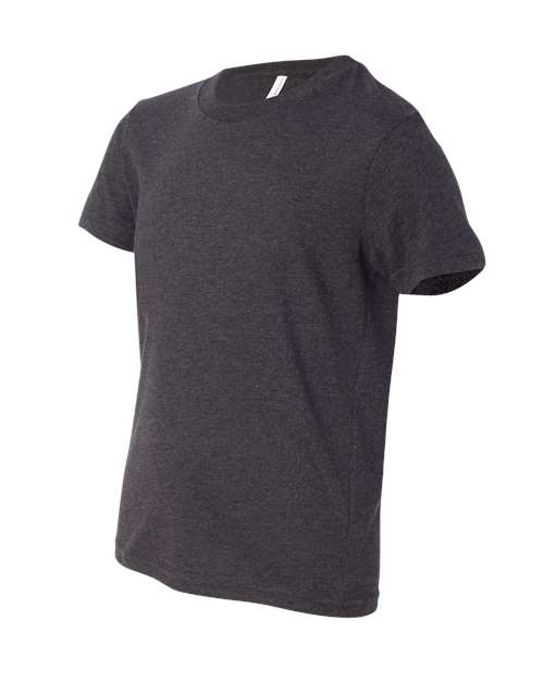 BELLA + CANVAS Youth CVC Jersey Tee 3001YCVC Dark Grey Heather Custom Embroidered Business Logo
