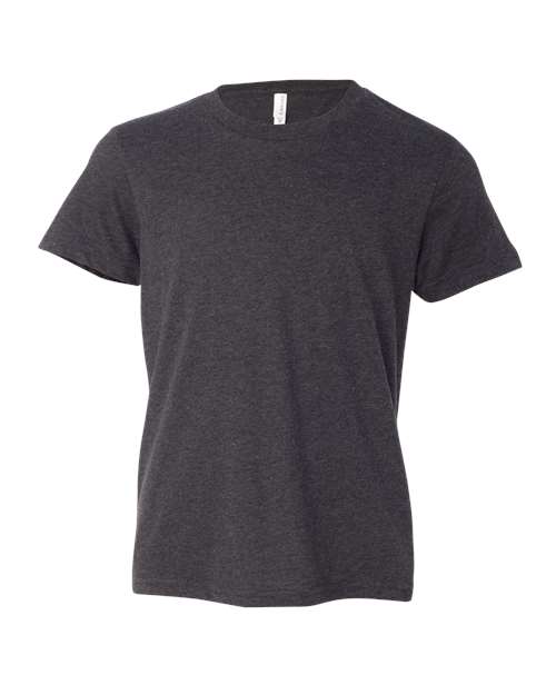 BELLA + CANVAS Youth CVC Jersey Tee 3001YCVC Dark Grey Heather Custom Embroidered Business Logo