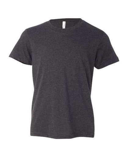 BELLA + CANVAS Youth CVC Jersey Tee 3001YCVC Black Heather Custom Embroidered Business Logo