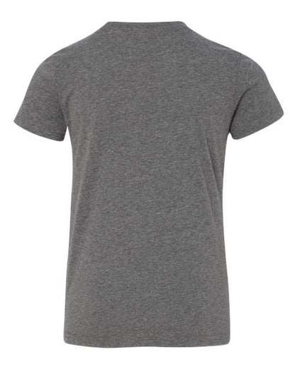 BELLA + CANVAS Youth CVC Jersey Tee 3001YCVC Dark Grey Heather Custom Embroidered Business Logo