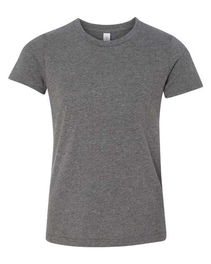 BELLA + CANVAS Youth CVC Jersey Tee 3001YCVC Dark Grey Heather Custom Embroidered Business Logo