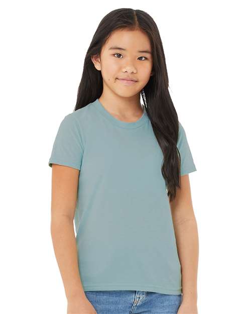 BELLA + CANVAS Youth CVC Jersey Tee 3001YCVC Deep Heather Custom Embroidered Business Logo