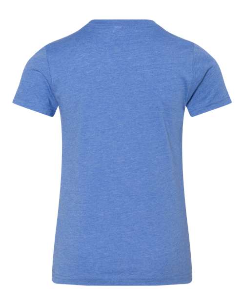 BELLA + CANVAS Youth CVC Jersey Tee 3001YCVC Heather Columbia Blue Custom Embroidered Business Logo