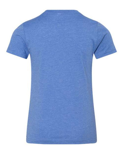 BELLA + CANVAS Youth CVC Jersey Tee 3001YCVC Heather Columbia Blue Custom Embroidered Business Logo