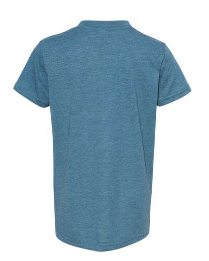 BELLA + CANVAS Youth CVC Jersey Tee 3001YCVC Heather Columbia Blue Custom Embroidered Business Logo