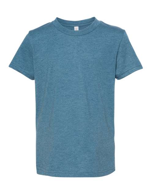 BELLA + CANVAS Youth CVC Jersey Tee 3001YCVC Heather Deep Teal Custom Embroidered Business Logo