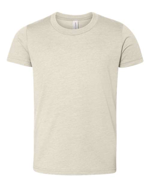 BELLA + CANVAS Youth CVC Jersey Tee 3001YCVC Heather Dust Custom Embroidered Business Logo