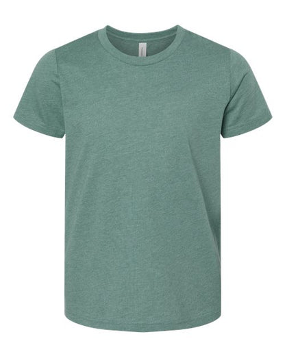 BELLA + CANVAS Youth CVC Jersey Tee 3001YCVC Heather Dusty Blue Custom Embroidered Business Logo