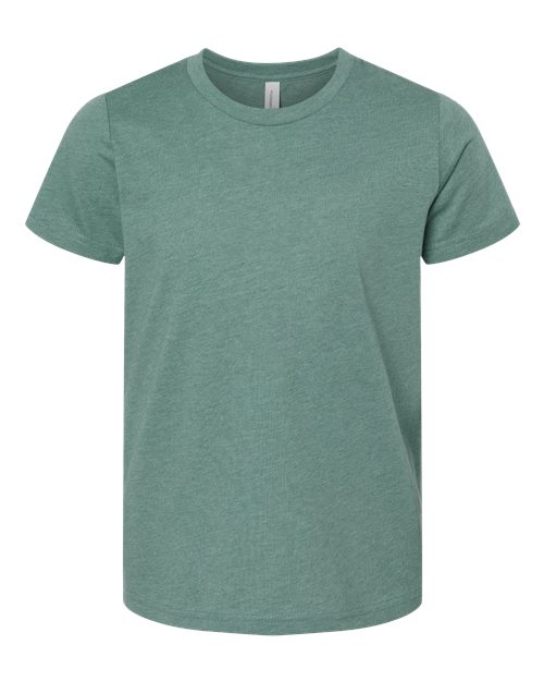 BELLA + CANVAS Youth CVC Jersey Tee 3001YCVC Heather Dusty Blue Custom Embroidered Business Logo