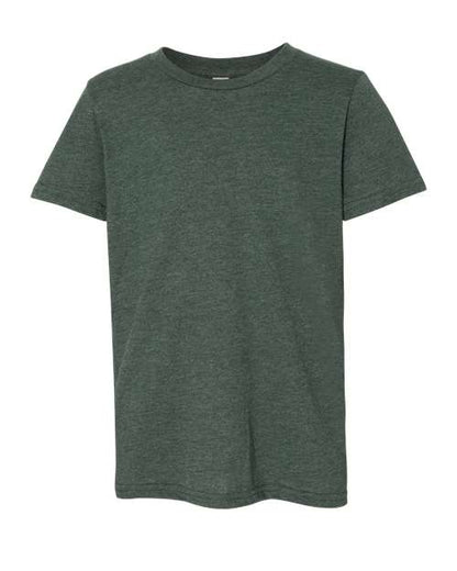 BELLA + CANVAS Youth CVC Jersey Tee 3001YCVC Heather Forest Custom Embroidered Business Logo