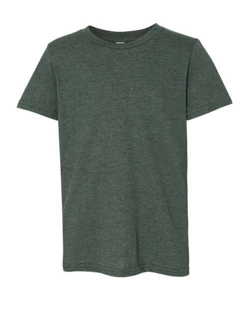 BELLA + CANVAS Youth CVC Jersey Tee 3001YCVC Heather Forest Custom Embroidered Business Logo