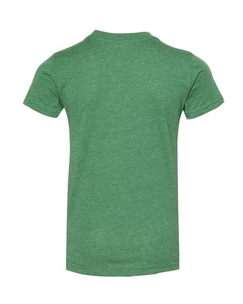 BELLA + CANVAS Youth CVC Jersey Tee 3001YCVC Heather Grass Green Custom Embroidered Business Logo