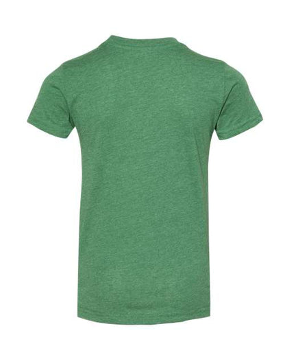 BELLA + CANVAS Youth CVC Jersey Tee 3001YCVC Heather Grass Green Custom Embroidered Business Logo
