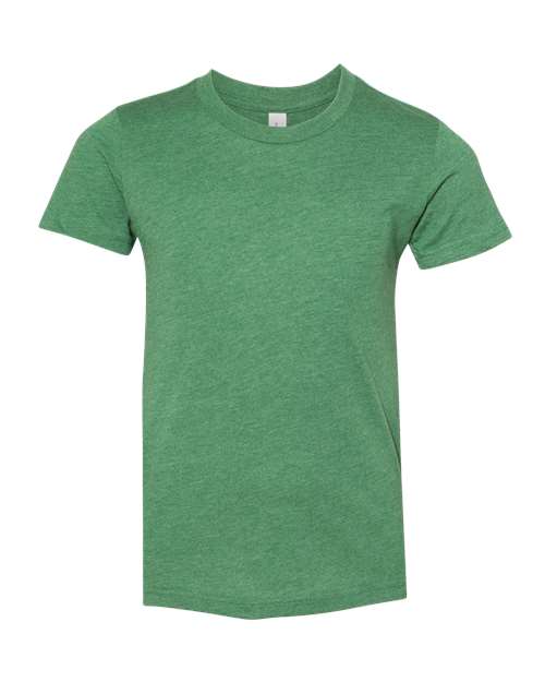 BELLA + CANVAS Youth CVC Jersey Tee 3001YCVC Heather Grass Green Custom Embroidered Business Logo