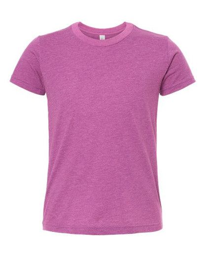BELLA + CANVAS Youth CVC Jersey Tee 3001YCVC Heather Magenta Custom Embroidered Business Logo