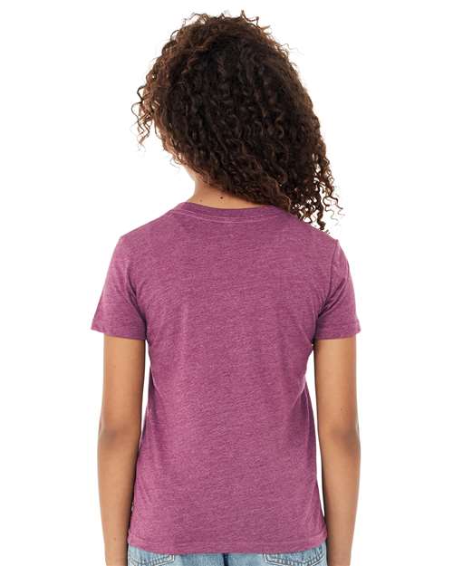 BELLA + CANVAS Youth CVC Jersey Tee 3001YCVC Heather Magenta Custom Embroidered Business Logo