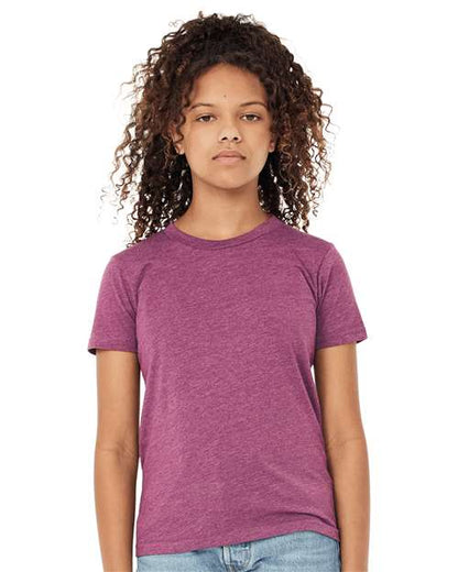 BELLA + CANVAS Youth CVC Jersey Tee 3001YCVC Heather Grass Green Custom Embroidered Business Logo