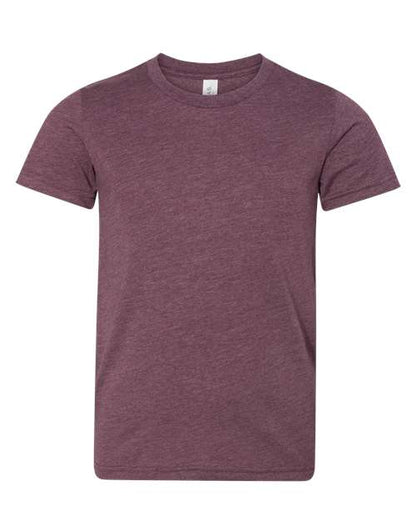 BELLA + CANVAS Youth CVC Jersey Tee 3001YCVC Heather Maroon Custom Embroidered Business Logo