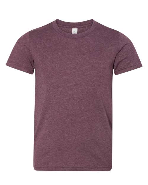 BELLA + CANVAS Youth CVC Jersey Tee 3001YCVC Heather Maroon Custom Embroidered Business Logo