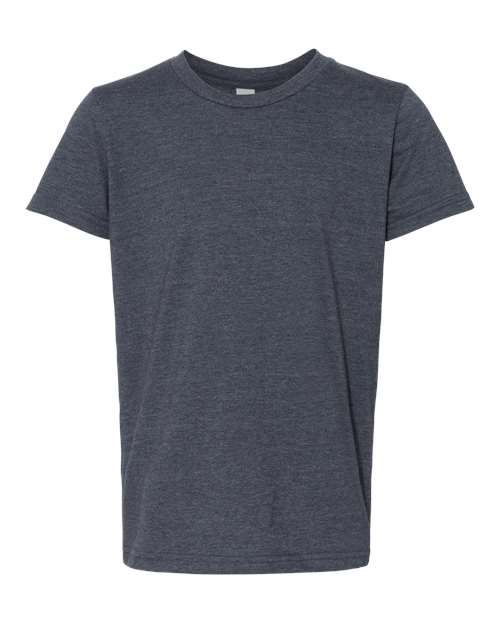 BELLA + CANVAS Youth CVC Jersey Tee 3001YCVC Heather Navy Custom Embroidered Business Logo