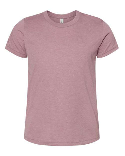 BELLA + CANVAS Youth CVC Jersey Tee 3001YCVC Heather Orchid Custom Embroidered Business Logo