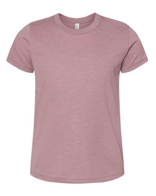 BELLA + CANVAS Youth CVC Jersey Tee 3001YCVC Heather Orchid Custom Embroidered Business Logo