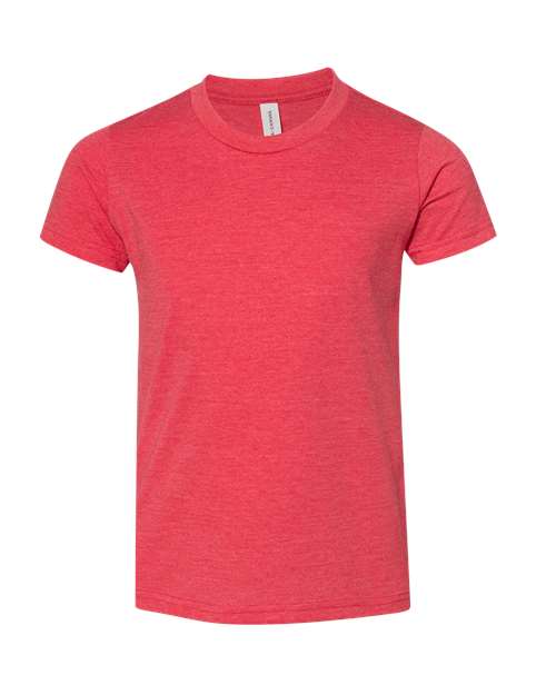 BELLA + CANVAS Youth CVC Jersey Tee 3001YCVC Heather Red Custom Embroidered Business Logo