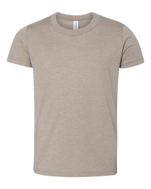 BELLA + CANVAS Youth CVC Jersey Tee 3001YCVC Heather Stone Custom Embroidered Business Logo