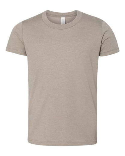 BELLA + CANVAS Youth CVC Jersey Tee 3001YCVC Heather Slate Custom Embroidered Business Logo