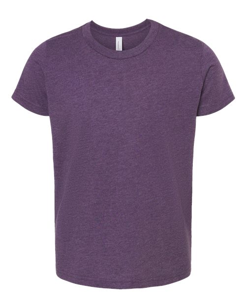 BELLA + CANVAS Youth CVC Jersey Tee 3001YCVC Heather Team Purple Custom Embroidered Business Logo