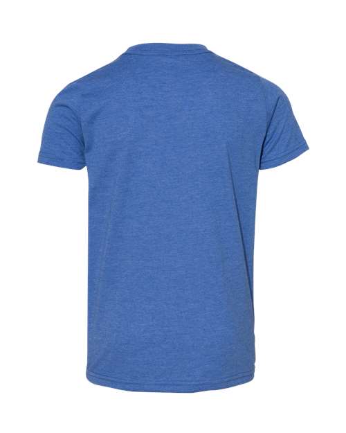 BELLA + CANVAS Youth CVC Jersey Tee 3001YCVC Heather True Royal Custom Embroidered Business Logo