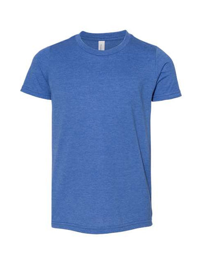 BELLA + CANVAS Youth CVC Jersey Tee 3001YCVC Heather True Royal Custom Embroidered Business Logo