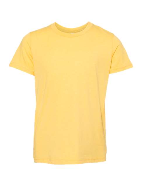 BELLA + CANVAS Youth CVC Jersey Tee 3001YCVC Heather Yellow Gold Custom Embroidered Business Logo